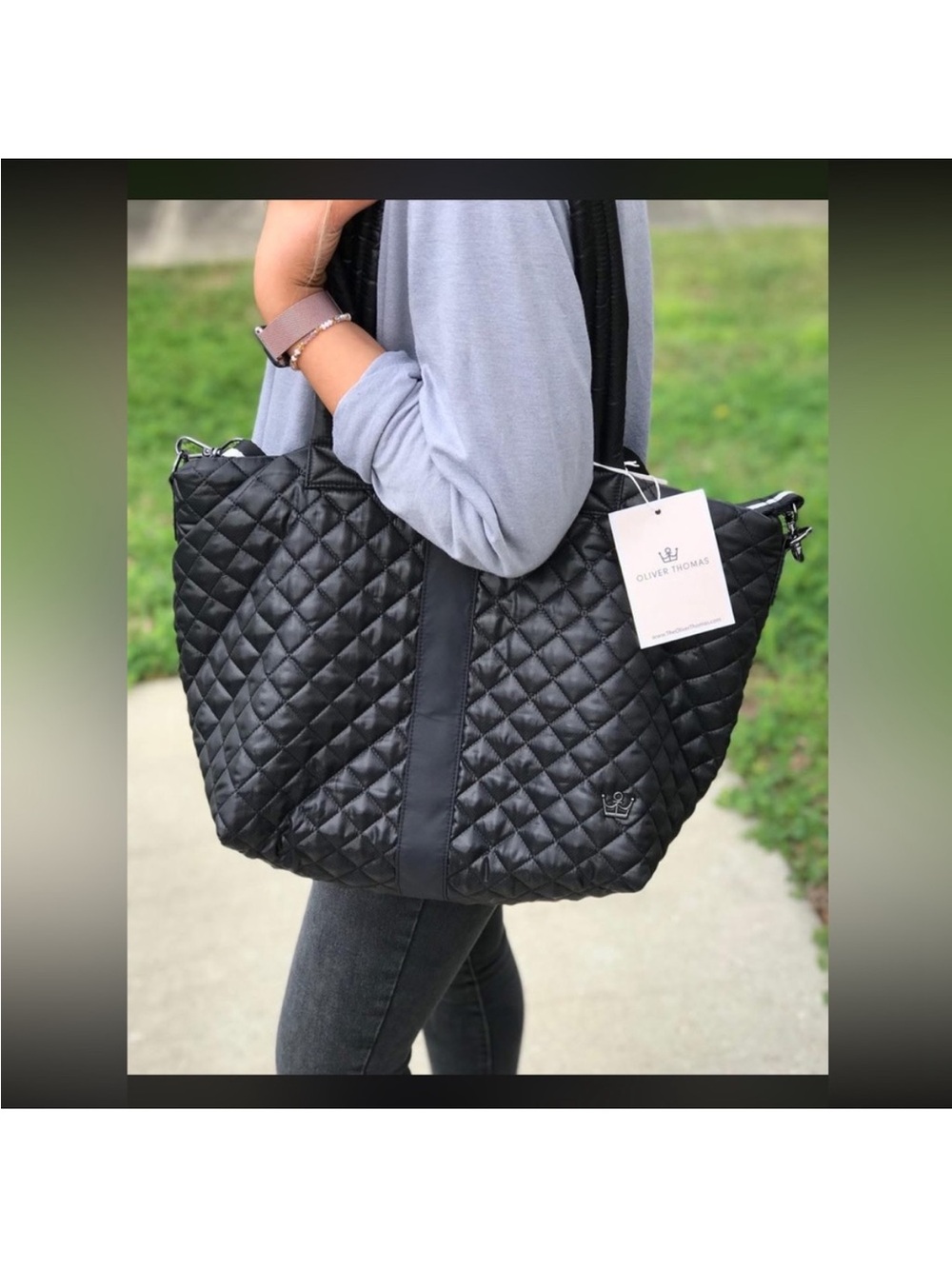 Oliver Thomas Quilted Black Tote